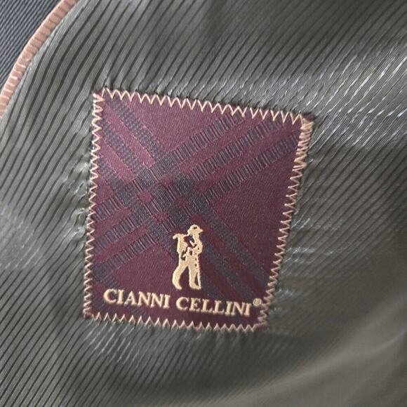 Cianni Celleni men's wool suit 48R olive gray super 110's high twist wool formal - Picture 16 of 16